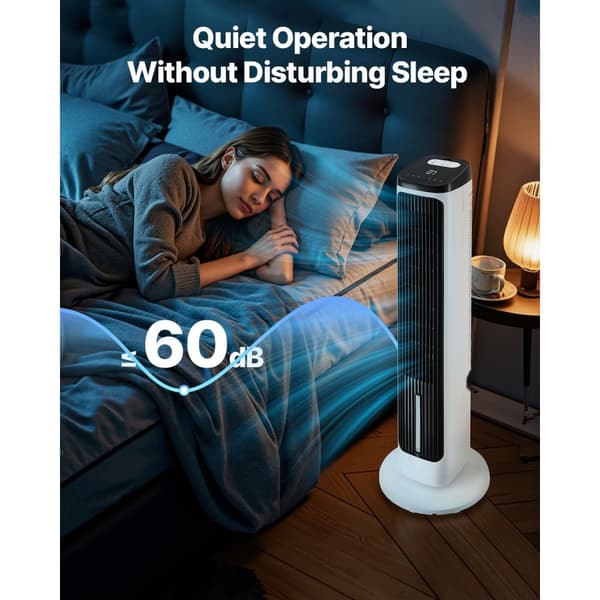 40 Oscillerende Tårnventilator, 24H Timer, 23,3ft/s Hastighed, med fjernbetjening