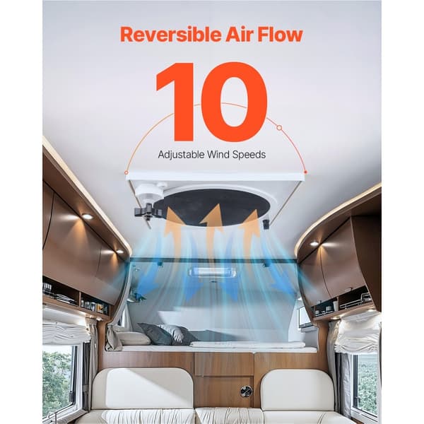 RV Ventilator 14 tommer, 10-hastighed reversibel, med fjernbetjening
