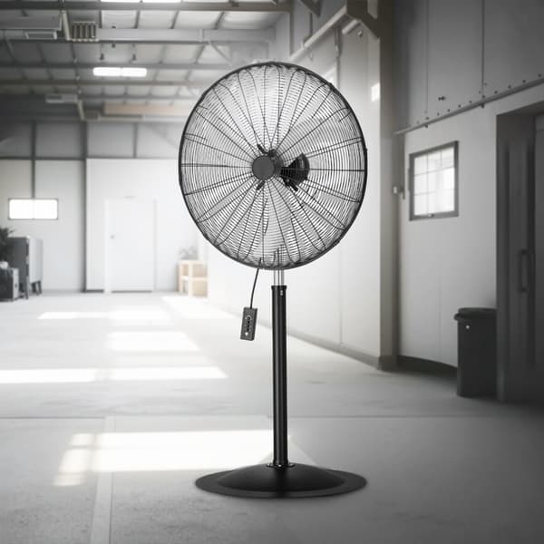 30 Industriel Piedestalventilator, 3-Hastigheds Oscillerende Blæser, Højdejusterbar, Kraftfuld Køling
