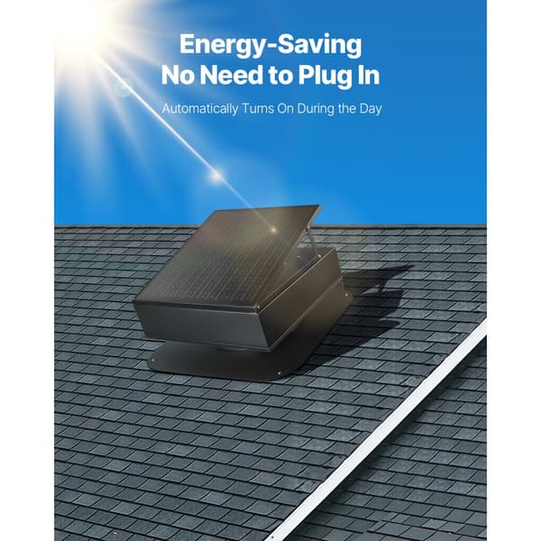Aurinkokattoinen ullakon poistopuhallin 35W, Älytermostaatti, Harjaton moottori, Energiaystävällinen, Helppo asennus
