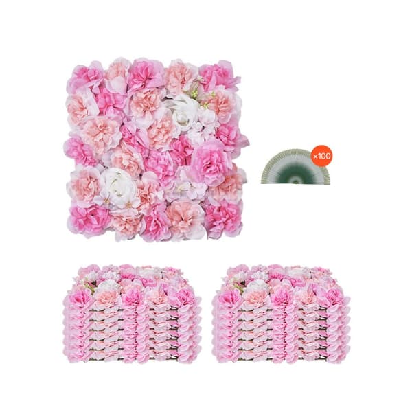 3D-Kukkaseinäpaneeli 12 kpl, 15x15 Tekokukkamatto, Hääkoristeluun, PVC-materiaali, Helppo asennus