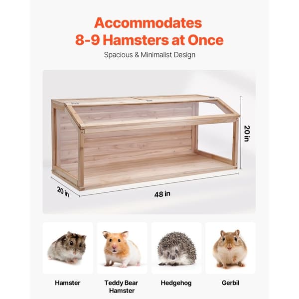 Trähamsterbur Habitat 48, Smådjursbur för Möss och Gnagare, Rymlig och Stabil Hutch