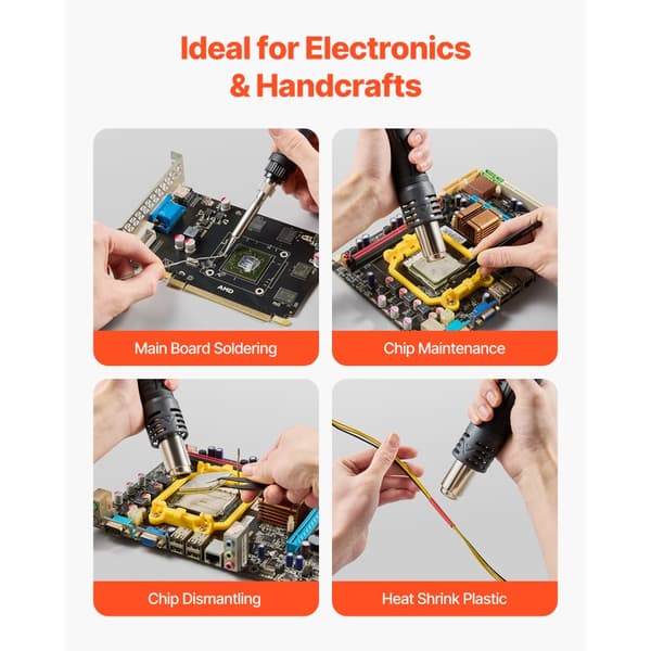 2-in-1 Kuumailmakolvi & Juotosasema, 820W, 5V USB-latausportti, Nopea Lämmitys, Digitaalinen Lämpötilansäätö