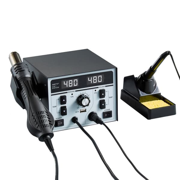 2-in-1 Kuumailmakolvi & Juotosasema, 820W, 5V USB-latausportti, Nopea Lämmitys, Digitaalinen Lämpötilansäätö