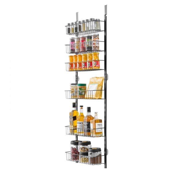6-lags dør Pantry Organizer, Hængende opbevaringsstativ, Justerbar over døren opbevaringsløsning