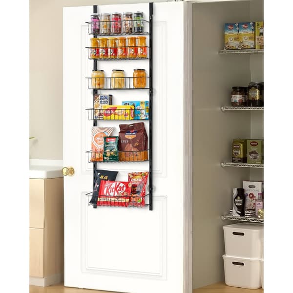 6-lags dør Pantry Organizer, Hængende opbevaringsstativ, Justerbar over døren opbevaringsløsning