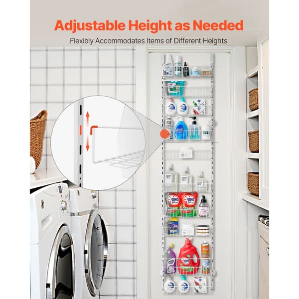 Pantry Organizer 10-nivå, över dörren hängande förvaringsställ, justerbar