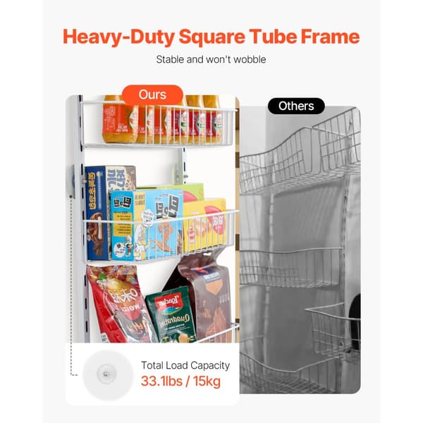 Pantry Organizer 10-nivå, över dörren hängande förvaringsställ, justerbar