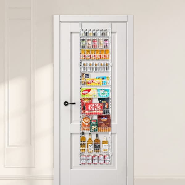 Pantry Organizer 10-nivå, över dörren hängande förvaringsställ, justerbar