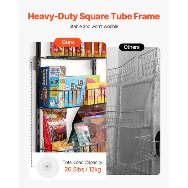 8-vånings Pantry Organizer, över dörren hängande förvaringsställ, justerbar höjd