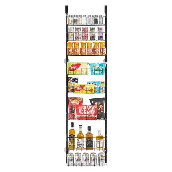8-vånings Pantry Organizer, över dörren hängande förvaringsställ, justerbar höjd