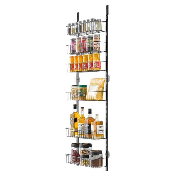 8-vånings Pantry Organizer, över dörren hängande förvaringsställ, justerbar höjd
