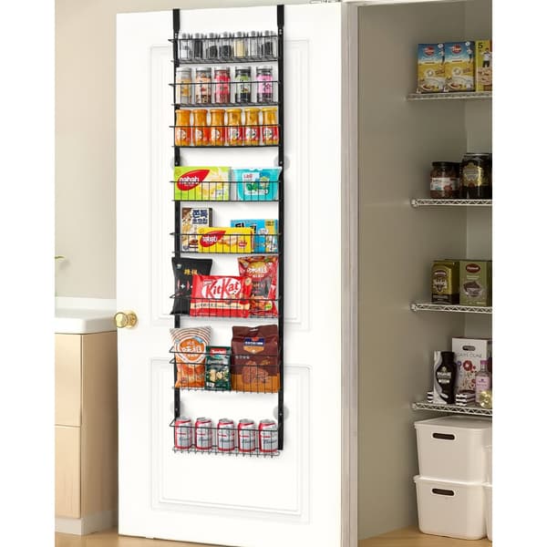 8-vånings Pantry Organizer, över dörren hängande förvaringsställ, justerbar höjd