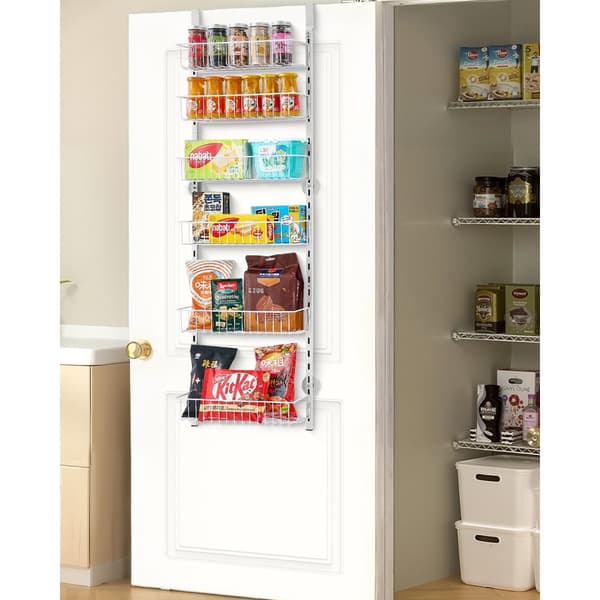 6-lags Pantry Organizer Over Døren, Hængende Opbevaringsstativ, Justerbar Højde