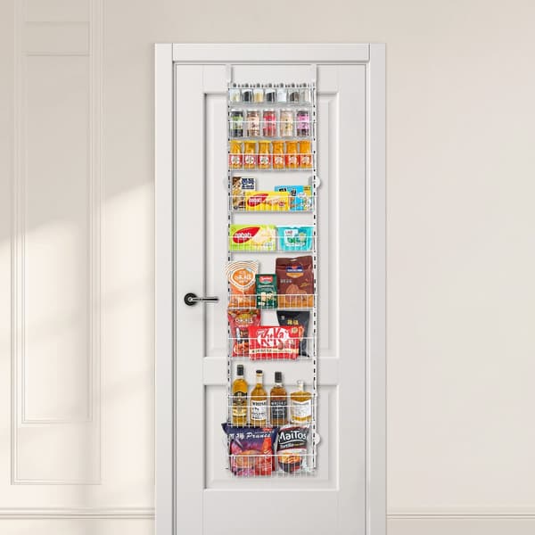 9-vånings Pantry Organizer, Över Dörren Hängande Förvaringsställ, Justerbar Höjd
