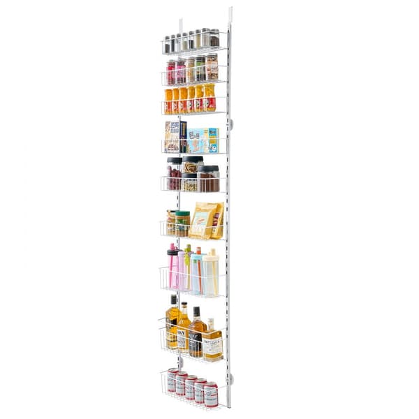 9-vånings Pantry Organizer, Över Dörren Hängande Förvaringsställ, Justerbar Höjd