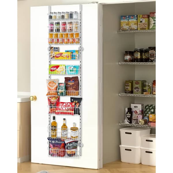 9-vånings Pantry Organizer, Över Dörren Hängande Förvaringsställ, Justerbar Höjd
