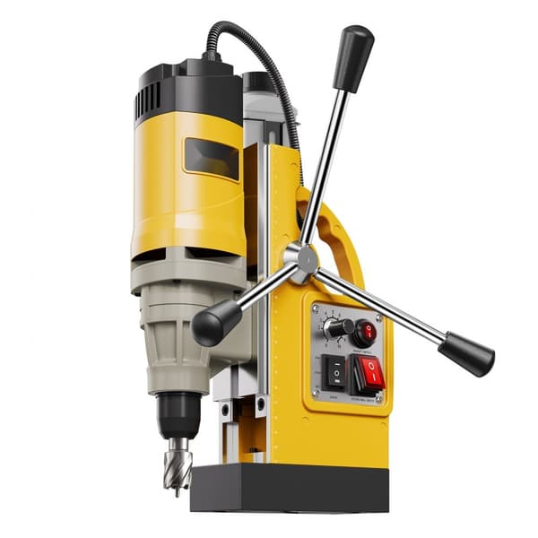 Magnetisk boremaskine 1400W, 2878 lbf Mag model, 2 i borediameter, 6 bits, gul farve