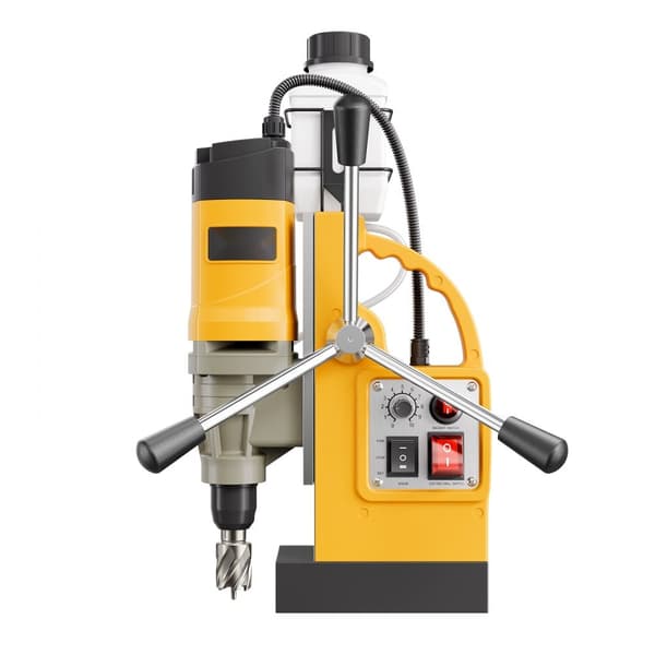 Magnetisk boremaskine 1400W, 2878 lbf Mag model, 2 i borediameter, 6 bits, gul farve