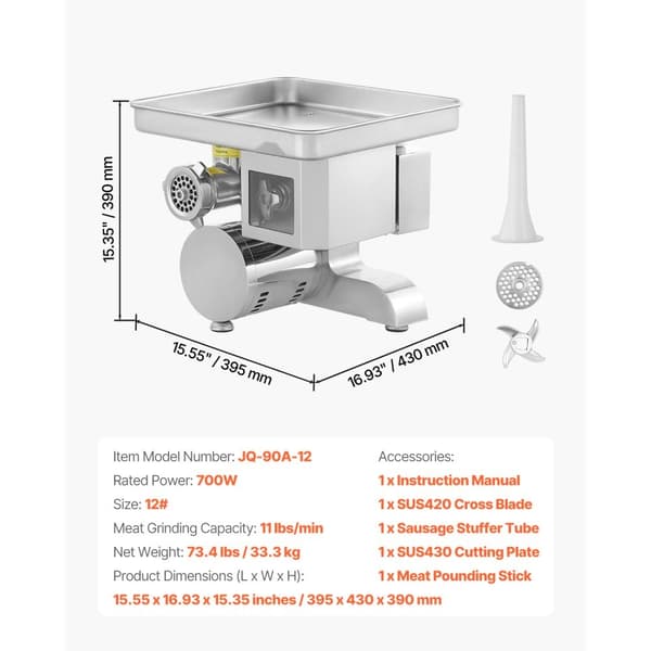 Kommerciel Elektrisk KødKværn, Pålægsmaskine, 5kg/min Hastighed, Robust og Effektiv