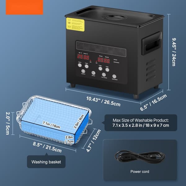 Ultra Sonic Cleaner 3L -ultraäänipuhdistin, 120W, korinlämmittimellä ja ajastimella