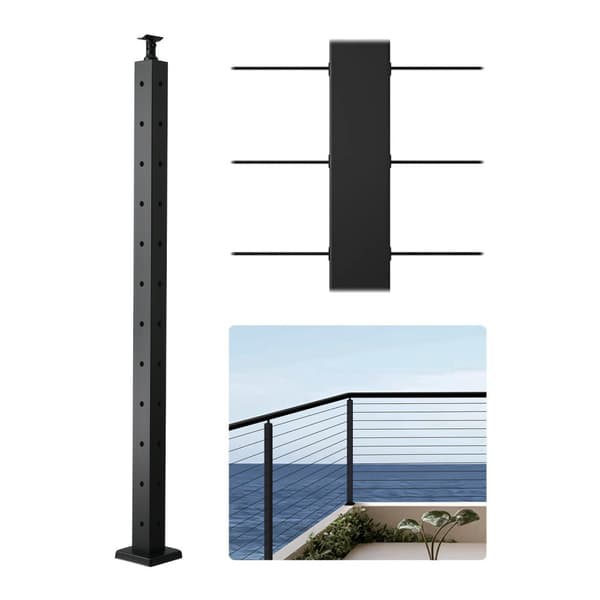 VEVRO kabelgelænderstolpe, 42x2x2 tommer model, med L-formede huller 1JZLGZXHS1065S1EW001V0