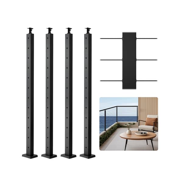 Kabel Gelænderstolpe 42x2x2, Vandret Hulstolpe, Model 4JZLGZXHS106URZU0001V0
