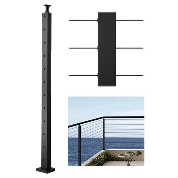 VEVRO kabelgelænderstolpe, model 1JZLGZXHS10607YXO001V0, 42x1x2 tommer, L-formede huller