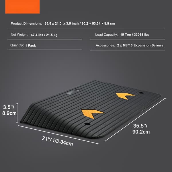 Schwellenrampe Bordsteinrampe, Türschwellenrampe 90,2x53,34x8,9cm, tillverkad av Gummi