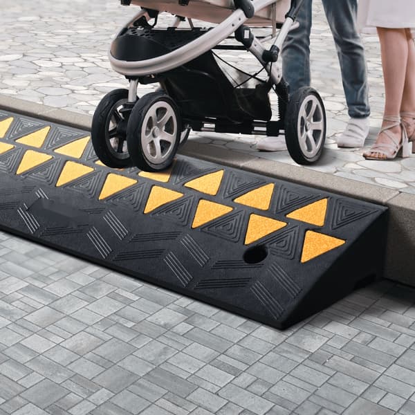 Schwellenrampe Auffahrrampe, Gummirampe Bordsteinrampe, 100x25x9,4cm, Maks. 15T Kuormituskapasiteetti