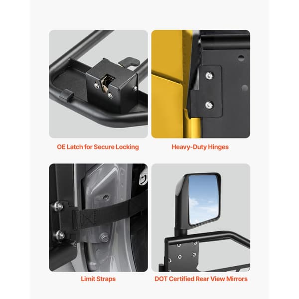 Jeep Tube Ovet 4-oviset, Tubulaariset Ovet, 2018-2024 Jeep Wrangler JL-malliin
