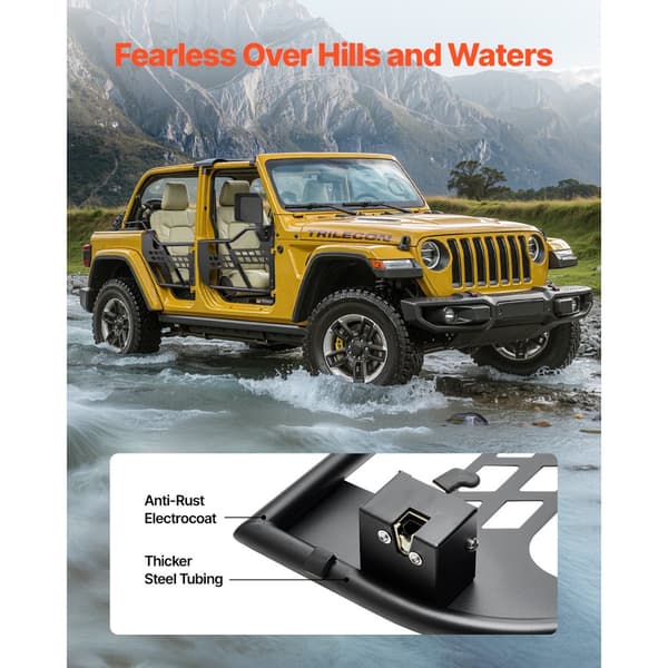 Jeep Tube Ovet 4-oviset, Tubulaariset Ovet, 2018-2024 Jeep Wrangler JL-malliin