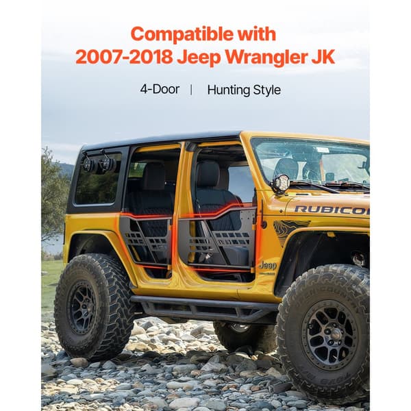 Jeep Rørdøre, 4-Dør-Model, Til 2007-2018 Jeep Wrangler JK, Robust Konstruktion, Nem Installation