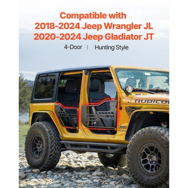 Jeep Rørdøre, 4-Dørs Model, Til 2018-2024 Jeep Wrangler JL