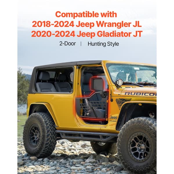 2-Dørs Jeep Rørdøre, Model 2018-2024 Wrangler JL, Stærk og Holdbar Konstruktion