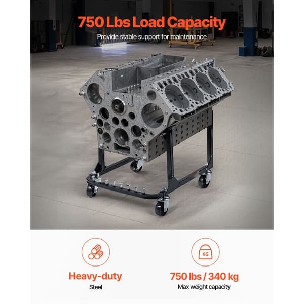 Moottoriteline 750LBS/340KG, Moottorinostovaunu, 4-Pyöräinen Heavy Duty -Teräsrakenne