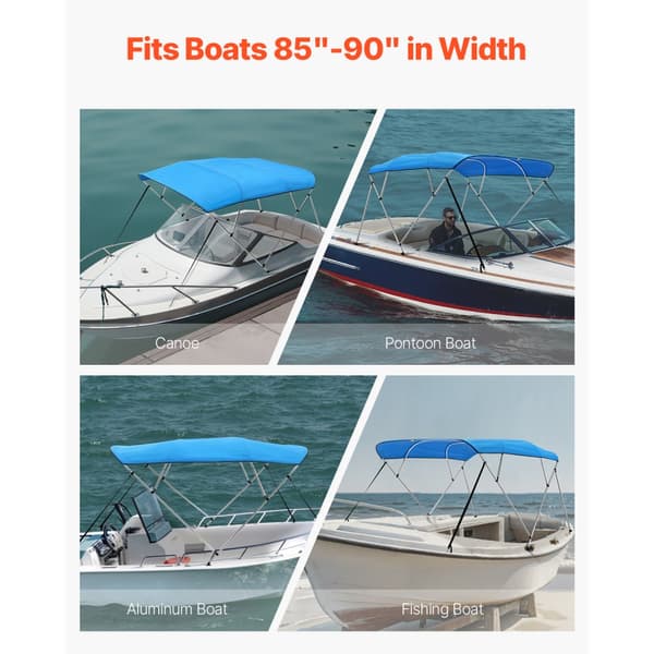 Veneen Bimini-katos 4-kaari, 96P x(85-90)L x 54K, Tyynenmerensininen, markiisi