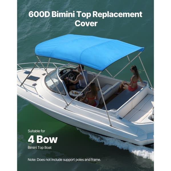4 Bow Boat Bimini Topit, 96Lx(91-96)W, Vaihdettava Bimini-katos, Tyynenmeren Sininen