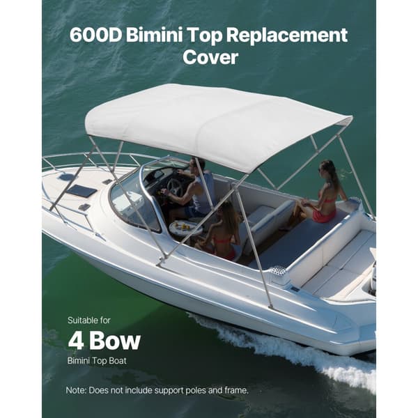 Båt Bimini Topp 4 Bow, 96Lx(97-103)W, Markisöverdel-ersättning, Ljusgrå Färg