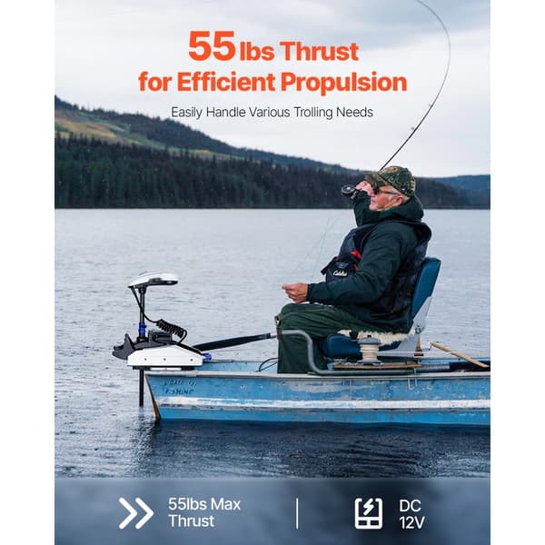 Elektrisk Trollingmotor 55lb 12V, Saltvandsbådsmotor, 36 Aksel, Robust og Holdbar