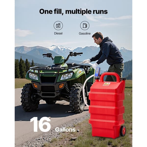 Bränsle-Caddy 16 Gallon, Bärbar Bränsletank, med 12V DC Elektrisk Överföringspump