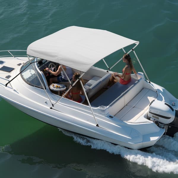 3-Bue Båd Bimini Toppe 72Lx(85-90)B x 46H, Markisetag i Lysegrå, Holdbar og Vejrbestandig