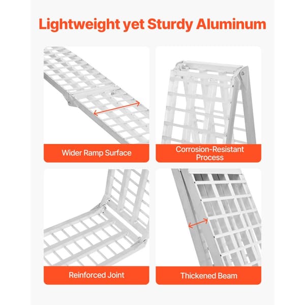 Alumiiniset lastausrampit 2000 lbs, 2 kpl, Raskaat kahvoilla varustetut rampit
