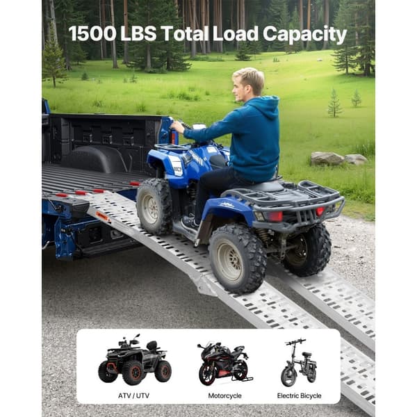 1500 lbs aluminium ramper, 2 stk. Heavy-duty læsseramper, med håndtag, høj bæreevne