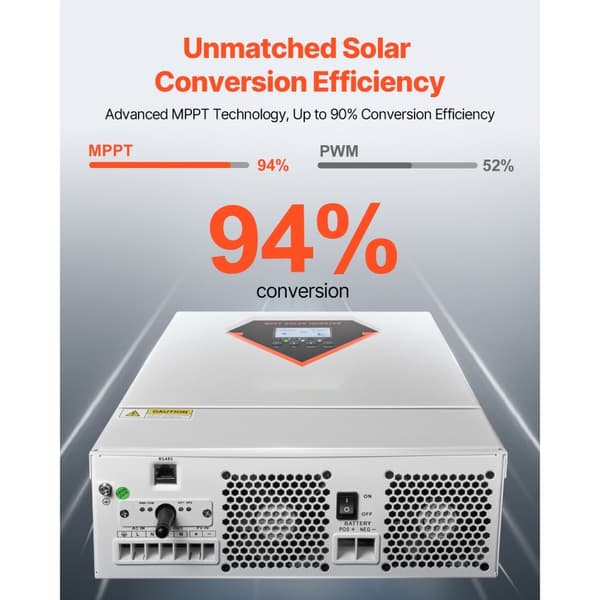 Hybrid Solinverter Laddare 6000W, 220/230V, Inbyggd WIFI, 120A MPPT Controller