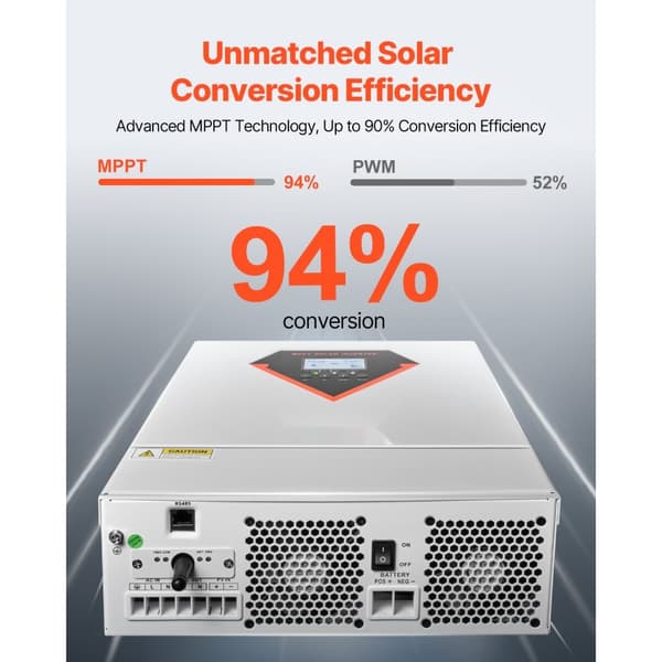 Hybrid Solcelleinverter Oplader 3500W, 220/230V, Indbygget WiFi, 100A MPPT Controller