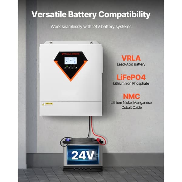 Hybrid Solcelleinverter Oplader 3500W, 220/230V, Indbygget WiFi, 100A MPPT Controller