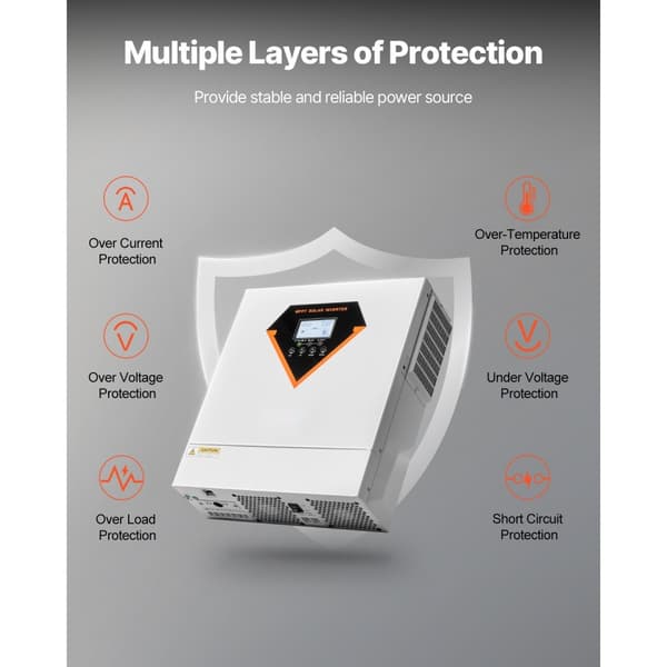 Hybrid Solcelleinverter Oplader 3500W, 220/230V, Indbygget WiFi, 100A MPPT Controller