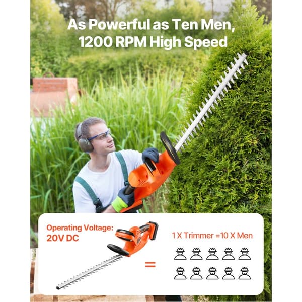 Johdoton Pensasleikkuri 20V, 2A Akkumalli, 50cm Kaksitoiminen Terä