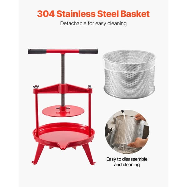 Frugtvinpresse, Manuel Presse til Vinfremstilling, 2,38 Gal/9L, Rustfrit Stål